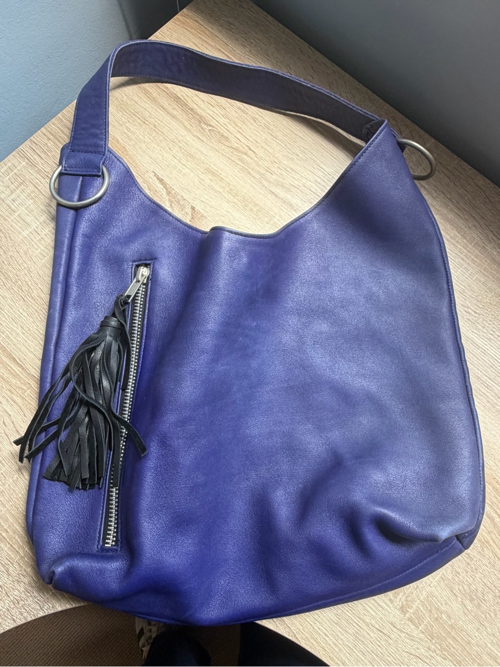 Women's Purple Leather Hobo Bag - Unbranded